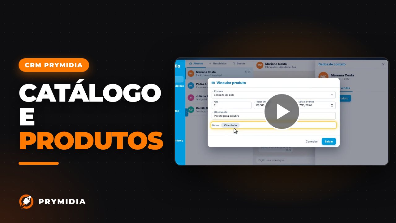 Vídeo: Arquivos e produtos no CRM Prymidia
