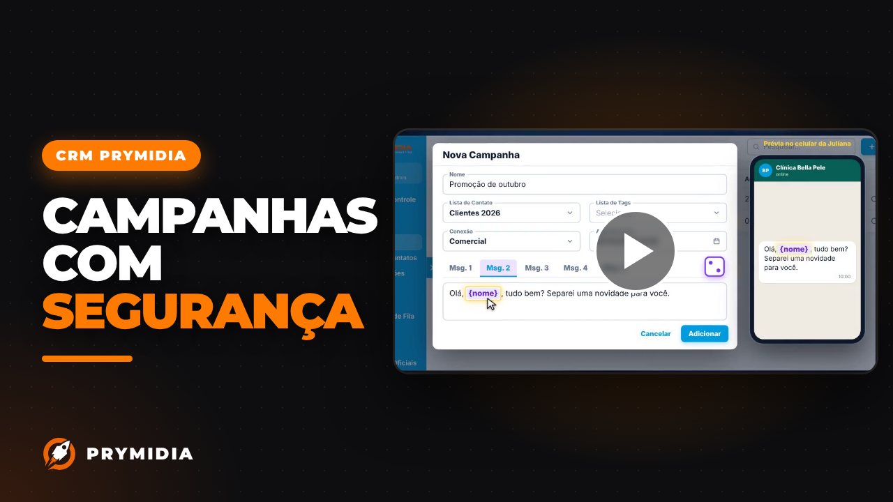 Vídeo: Campanhas no WhatsApp no CRM Prymidia