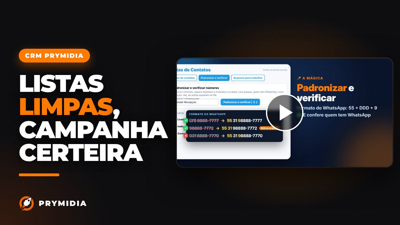 Vídeo: Padronizar e verificar listas no CRM Prymidia